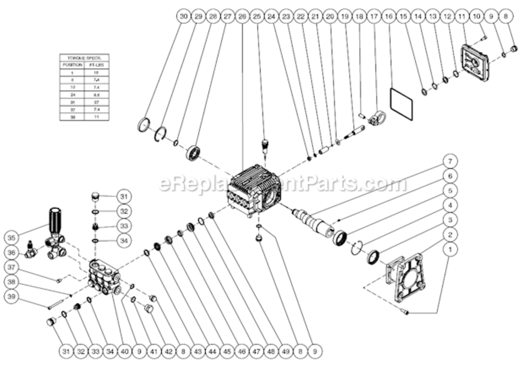 Pump Assembly Diagram and Parts List for WP-3003-0MHB  Mi-T-M Pressure Washer