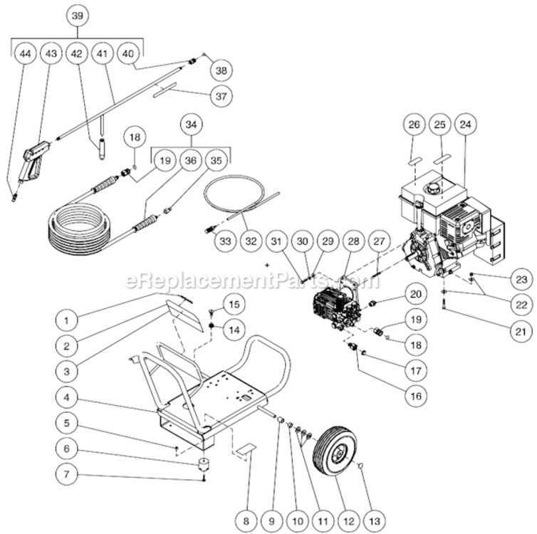 Frame Assembly After S/N 10070000 Diagram and Parts List for WP-3300-0MVB  Mi-T-M Pressure Washer