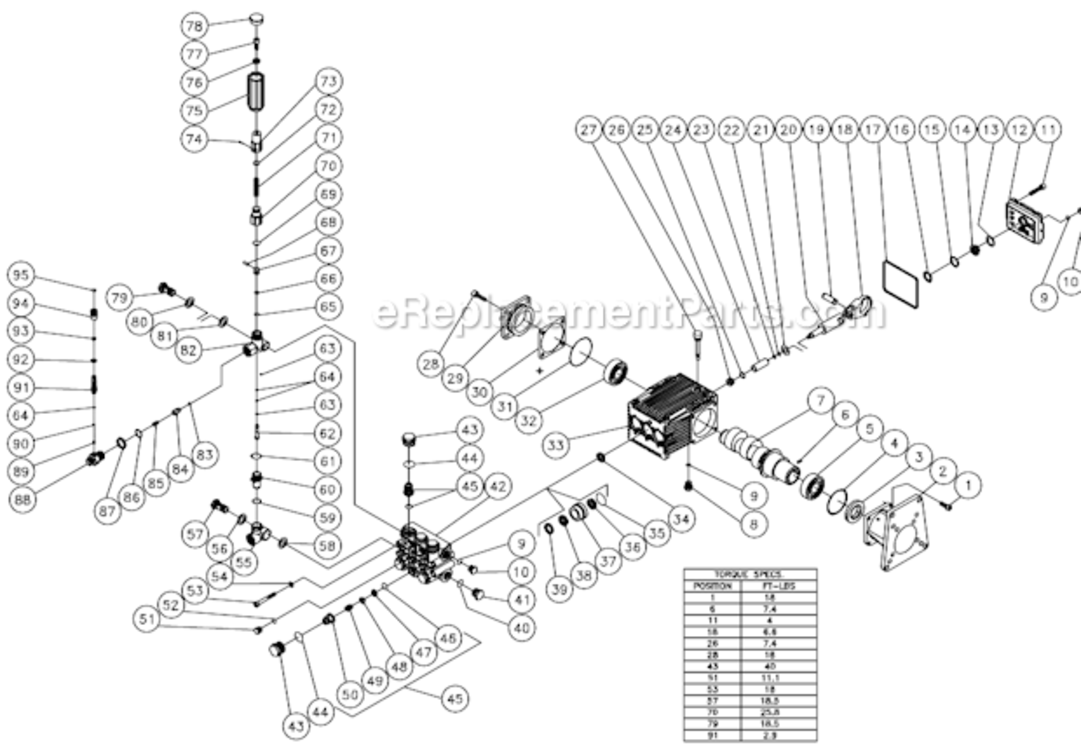 Pump Assembly Diagram and Parts List for WP-3304-0MHB  Mi-T-M Pressure Washer