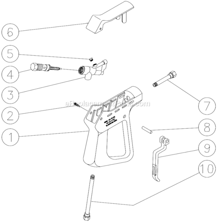 Gun Assembly Diagram and Parts List for WP-3504-0MHB  Mi-T-M Pressure Washer