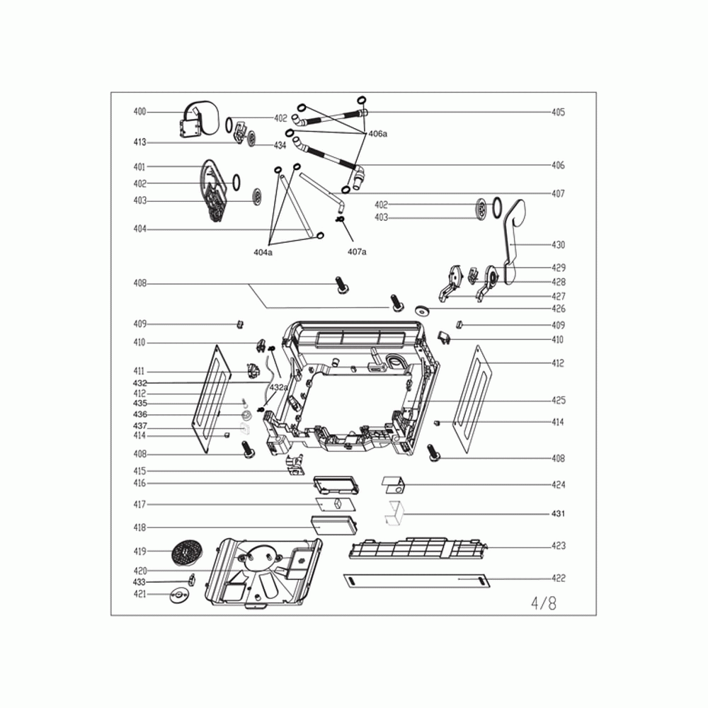Base Tray/Main Control Panel Assembly Diagram and Parts List for MDT24H3AST  Midea Dishwasher