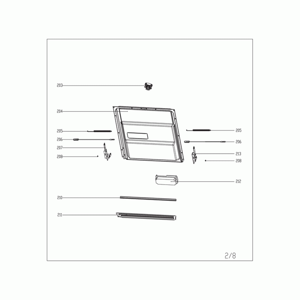 Dispenser Assembly Diagram and Parts List for MDT24H3AST  Midea Dishwasher