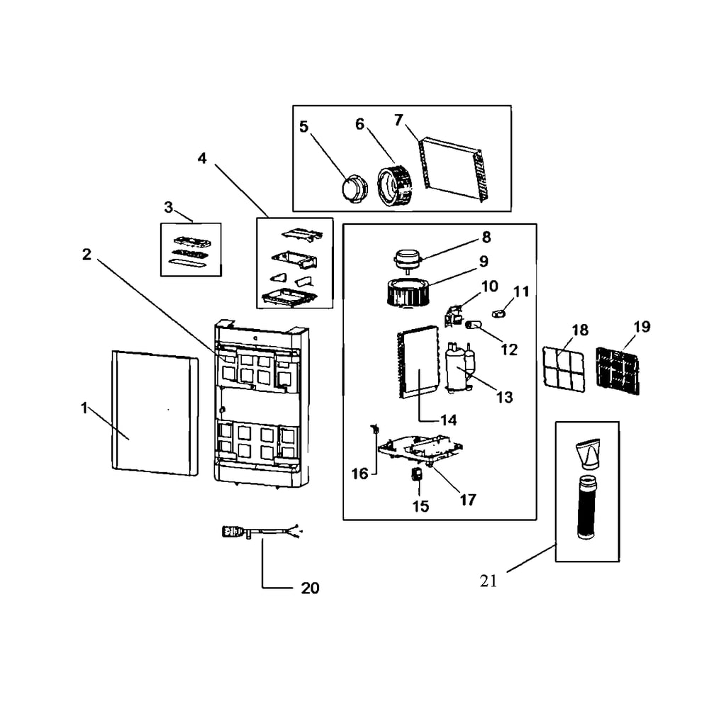 Cabinet Assembly Diagram and Parts List for MPM3-10CR-BB6  Midea Air Conditioner