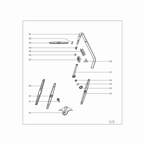 Inner Pipe/Sprayer Seat Assembly Diagram and Parts List for MDT24H3AST  Midea Dishwasher