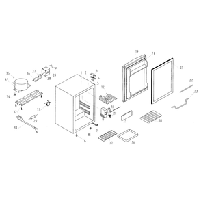 Cabinet Parts Diagram and Parts List for HS88L  Midea Refrigerator