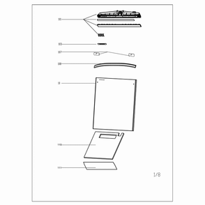 Door Assembly Diagram and Parts List for MDT24H3AST  Midea Dishwasher