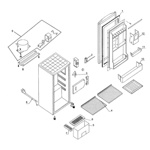 Refrigerator Diagram and Parts List for HS166B  Midea Refrigerator