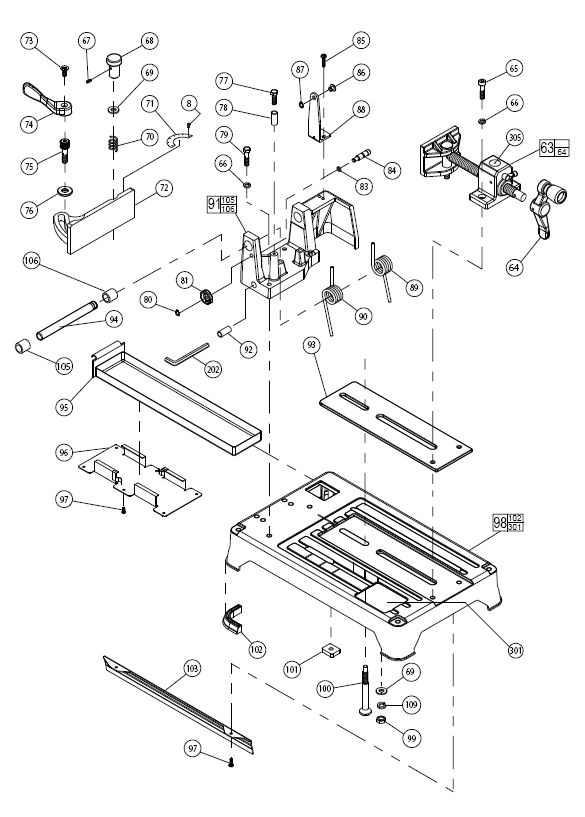 Fig-1 Diagram and Parts List for 6190-20  Milwaukee Saw