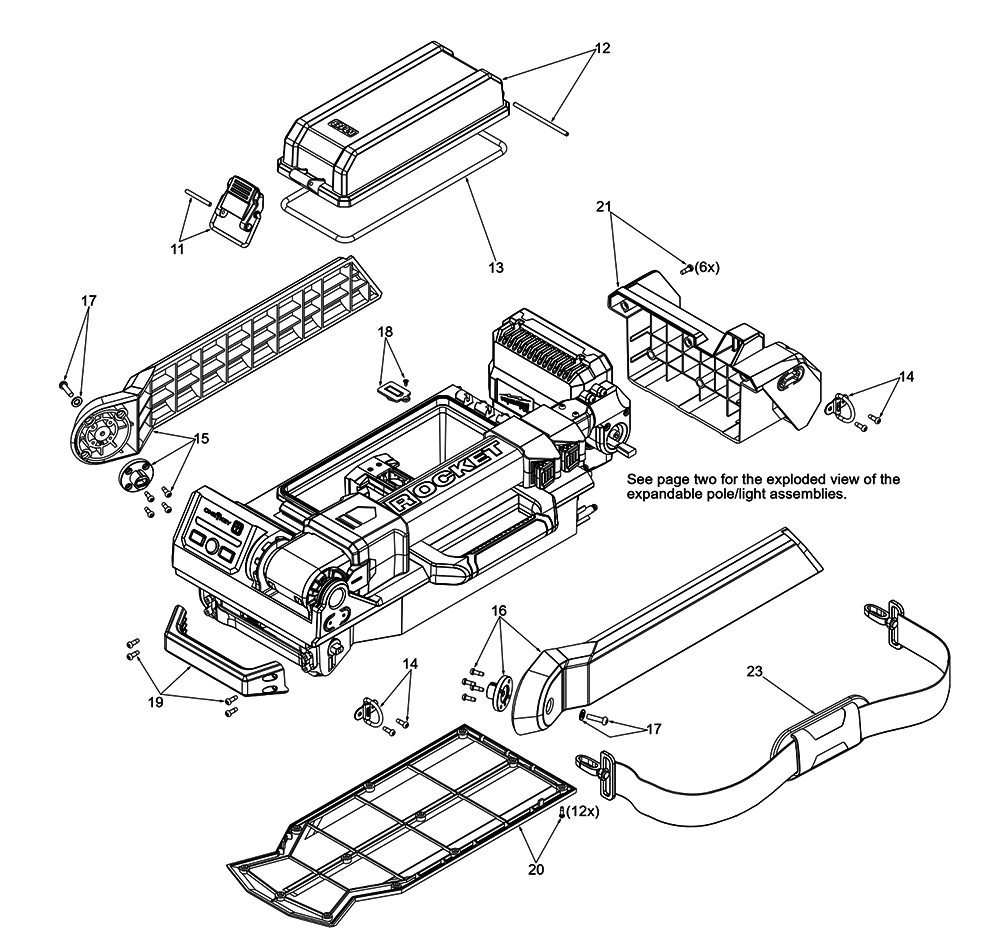 Fig-1 Diagram and Parts List for 2120-20 J05A Milwaukee Worklight & Flashlight