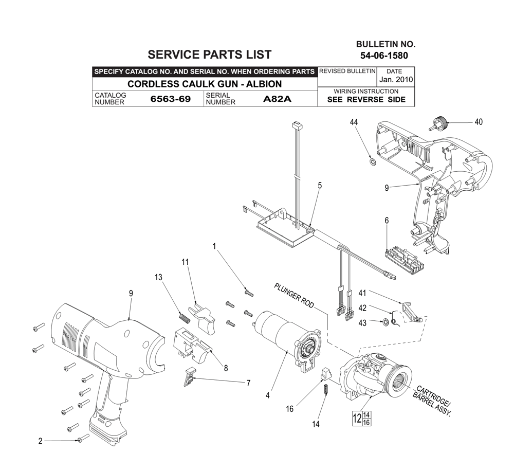 Fig-0 Diagram and Parts List for 6563-69 A82A Milwaukee Miscellaneous