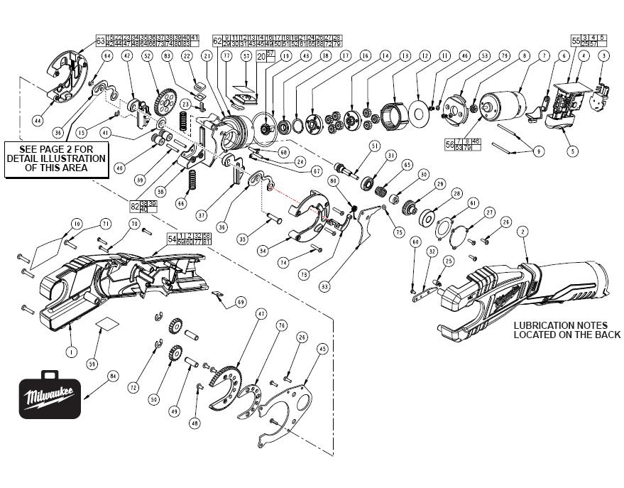Fig-0 Diagram and Parts List for 2471-20  Milwaukee Nibbler & Shears