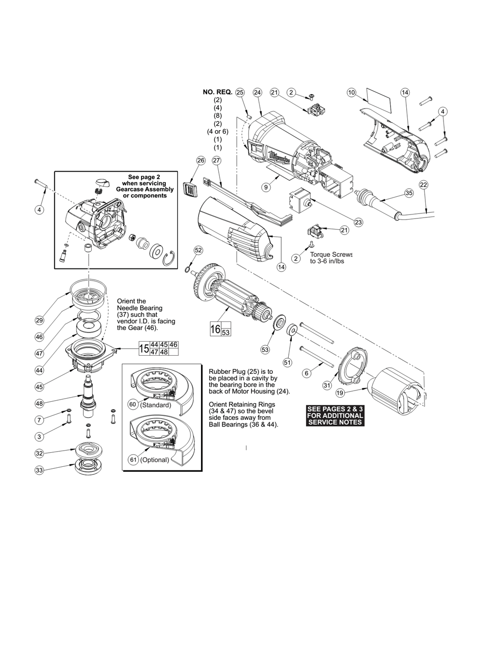 Fig-0 Diagram and Parts List for 6148-33 B73B Milwaukee Angle Grinder