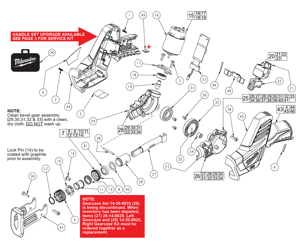 Fig-0 Diagram and Parts List for 2420-059 D25C Milwaukee Reciprocating Saw