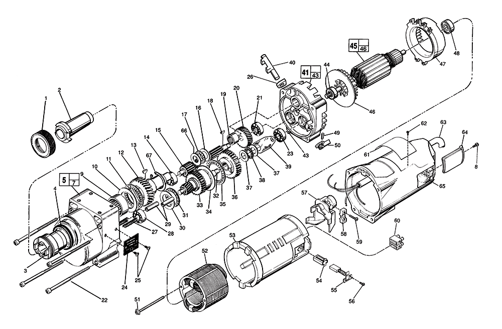 Fig-0 Diagram and Parts List for 4297-50 967A Milwaukee Electric Drill