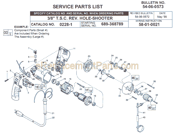 Page A Diagram and Parts List for 0228-1 SER 689-368789 Milwaukee Electric Drill