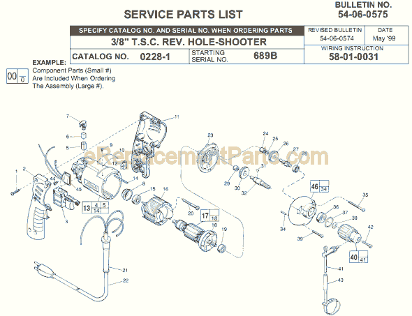Page A Diagram and Parts List for 0228-1 SER 689B Milwaukee Electric Drill