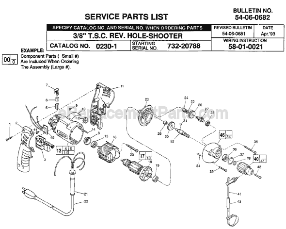 Page A Diagram and Parts List for 0230-1 SER 732-20788 Milwaukee Electric Drill