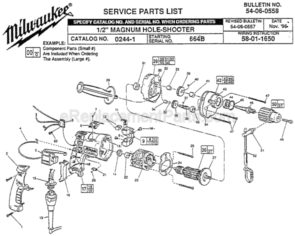 Page A Diagram and Parts List for 0244-1 SER 664B Milwaukee Electric Drill