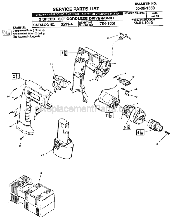 Page A Diagram and Parts List for 0391-4 SER 764-1001 Milwaukee Electric Drill
