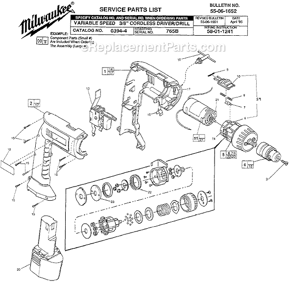Page A Diagram and Parts List for 0394-4 SER 765B Milwaukee Electric Drill