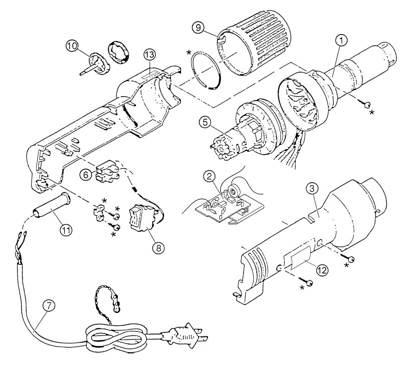 Fig-0 Diagram and Parts List for 8978-20  Milwaukee Heat Gun