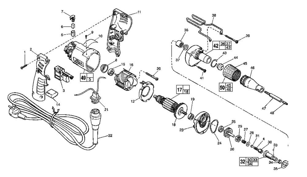 Fig-0 Diagram and Parts List for 6755-50 792C Milwaukee Electric Drill