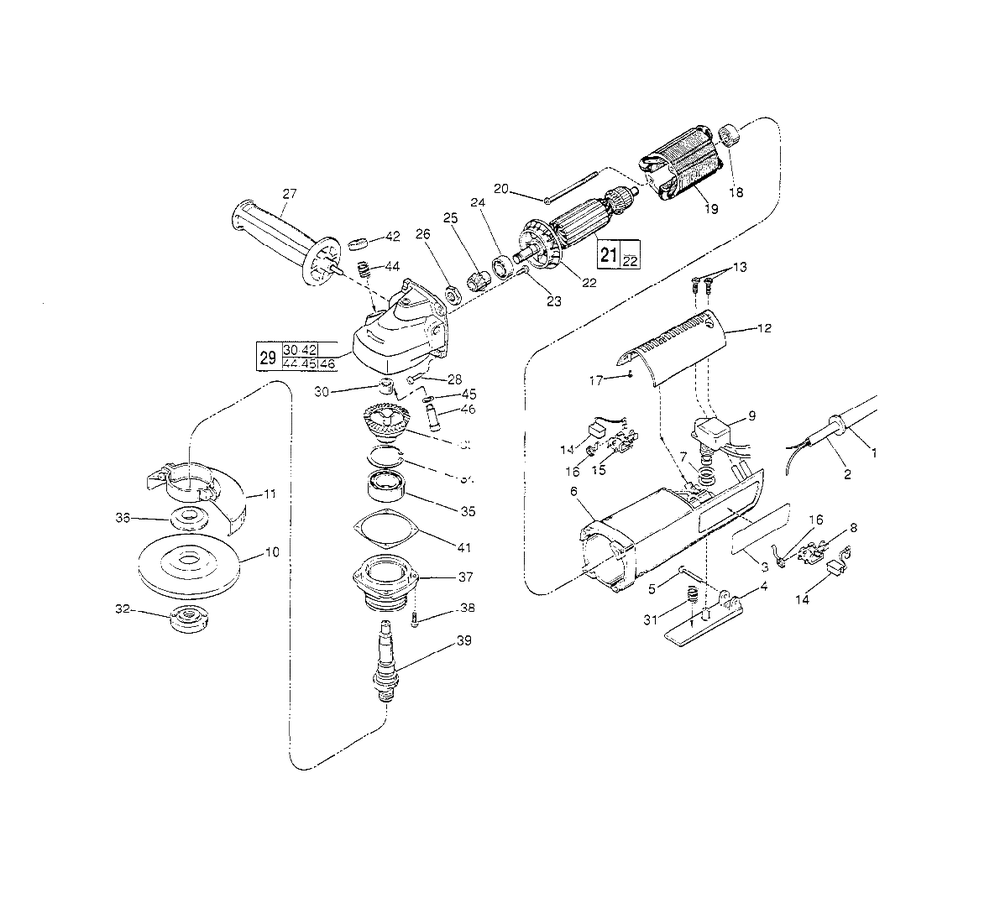 4-1/2-Inch D.I. Sander-Grinder Diagram and Parts List for 6140-30 762D Milwaukee Sander Grinder