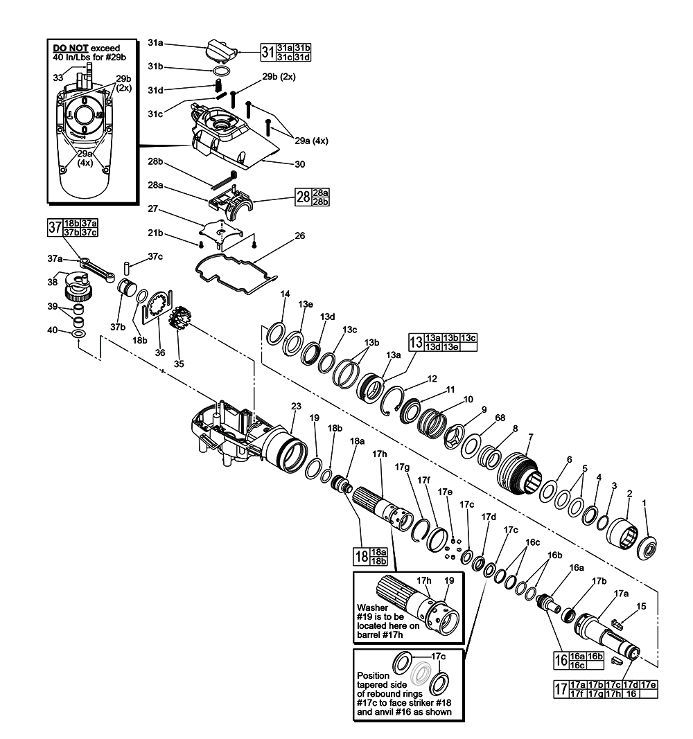 Fig-1 Diagram and Parts List for 5347-59 E83A Milwaukee Demolition Hammer