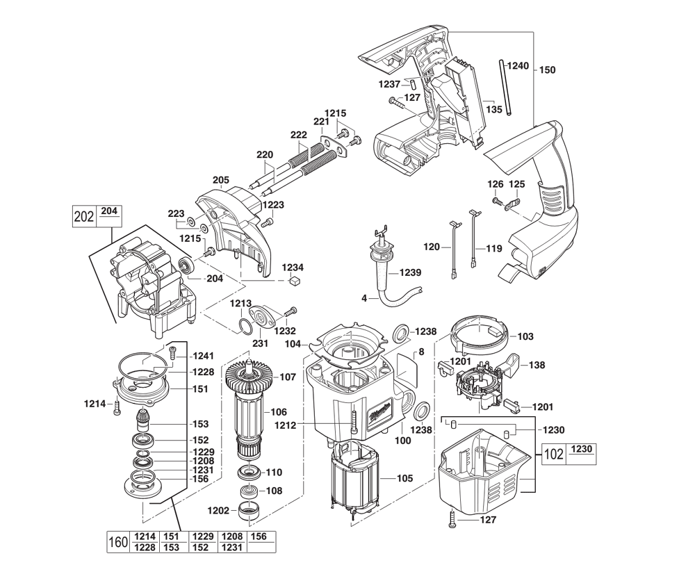 Fig-1 Diagram and Parts List for 5363-21 B03C Milwaukee Hammer Drill