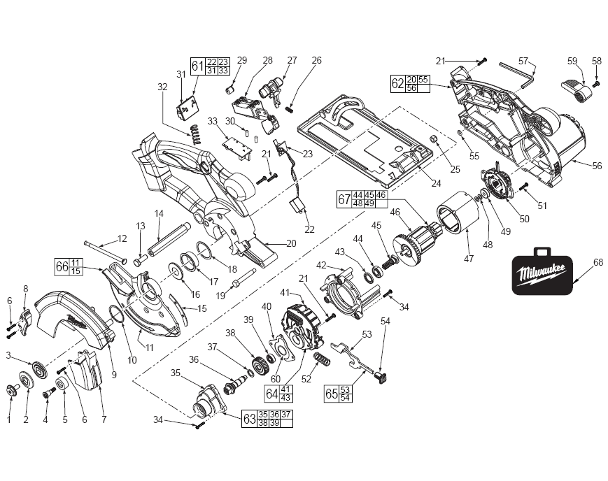 Fig-0 Diagram and Parts List for 2682-20  Milwaukee Saw