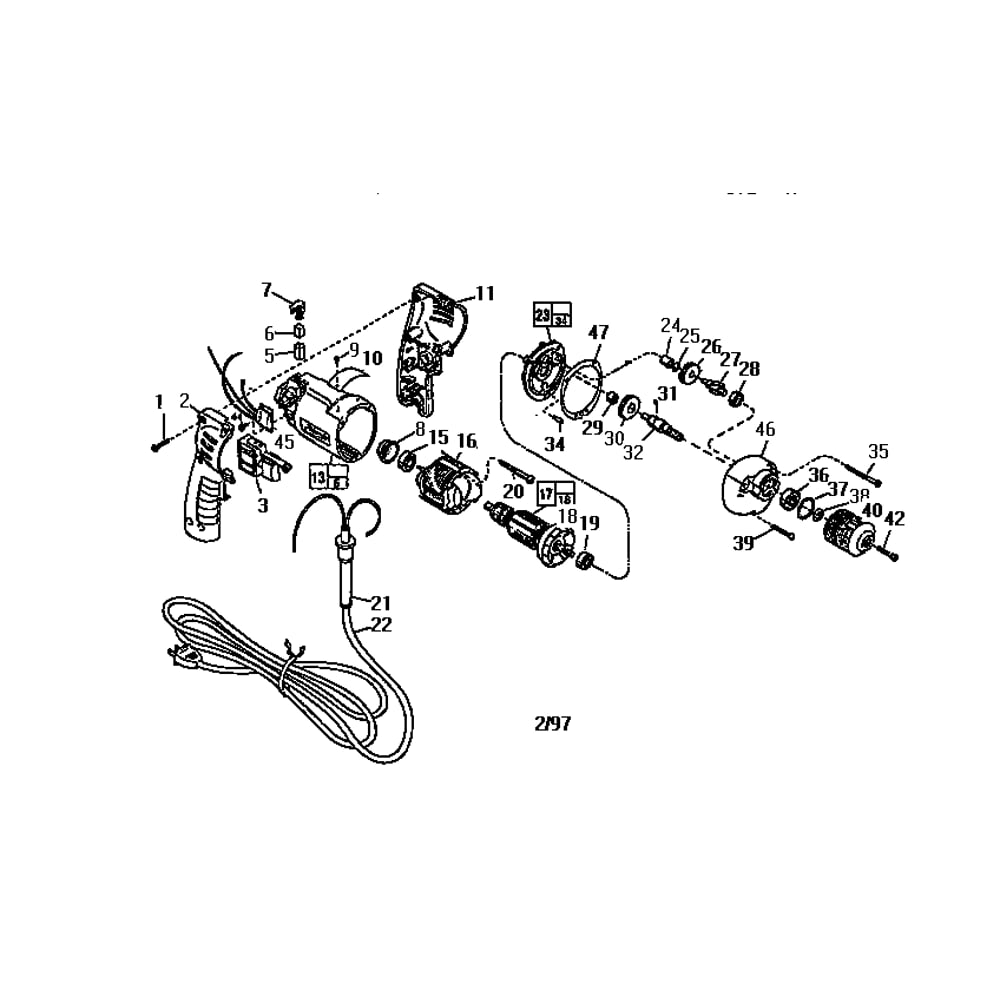 Unit Diagram and Parts List for 0231-1TYPE880B  Milwaukee Drill