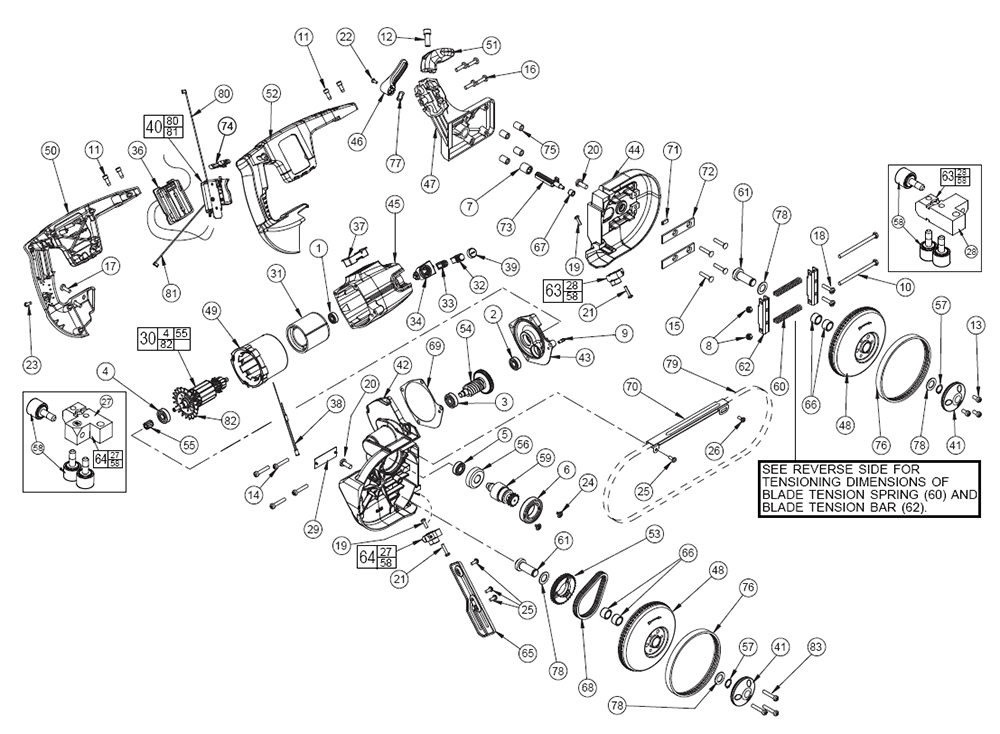 Fig-0 Diagram and Parts List for 0729-50 A59A Milwaukee Band Saw