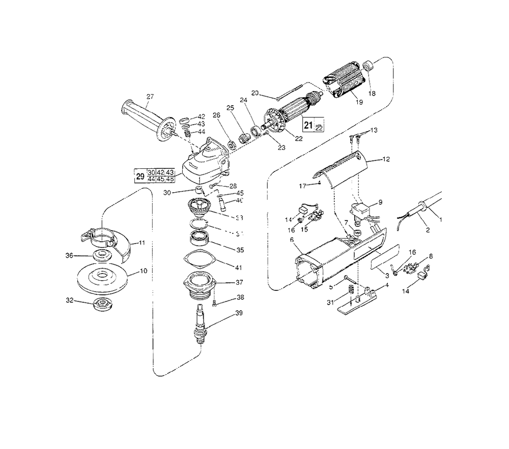 4-1/2-Inch D.I. Sander-Grinder Diagram and Parts List for 6140-30 762B Milwaukee Sander Grinder