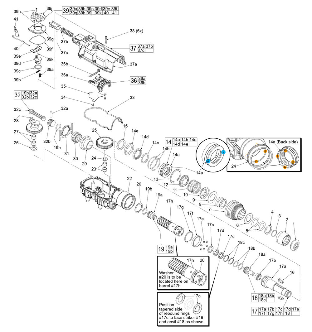 Fig-0 Diagram and Parts List for 5546-21 K61B Milwaukee Hammer Drill