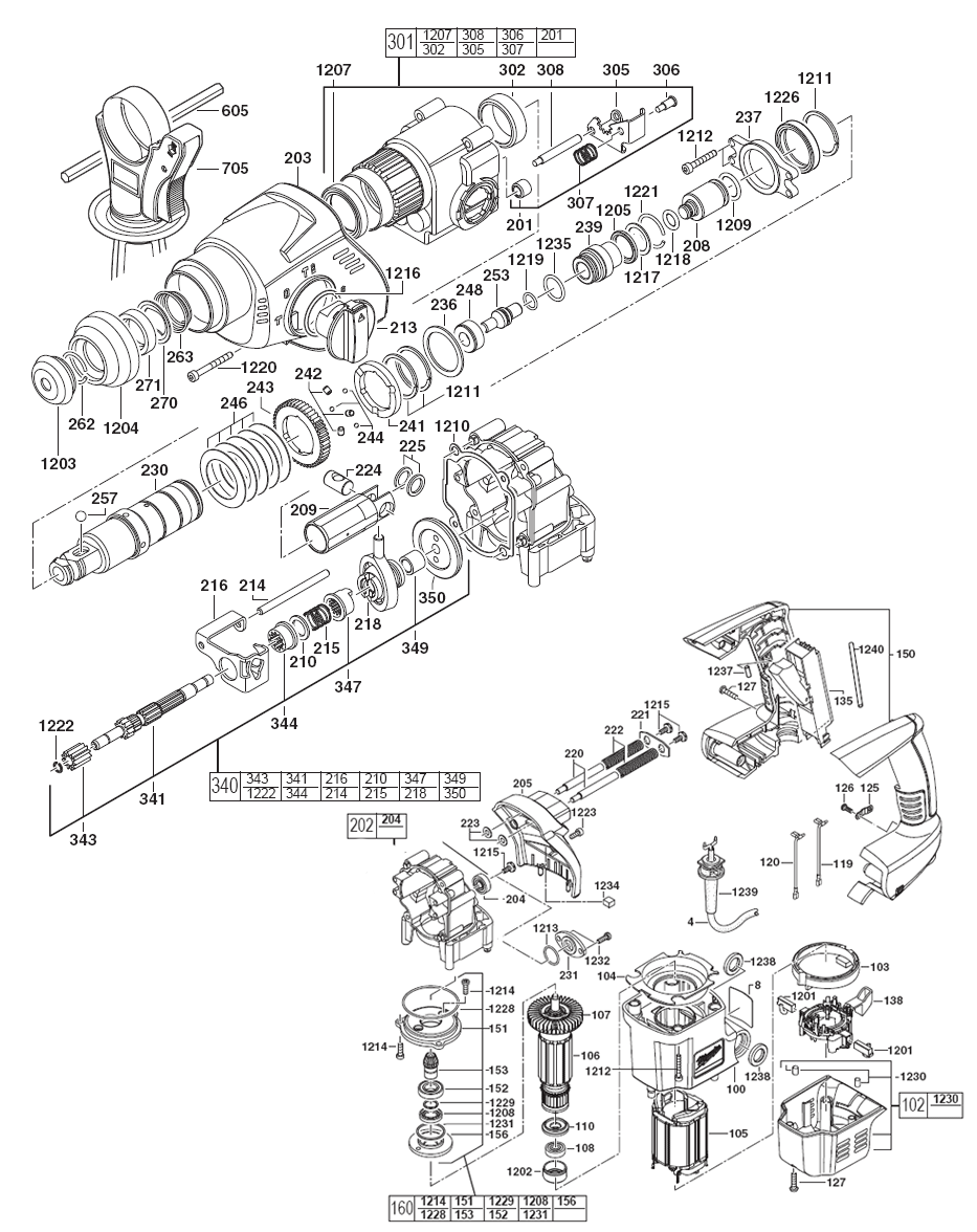 Fig-0 Diagram and Parts List for 5363-21  Milwaukee Hammer Drill