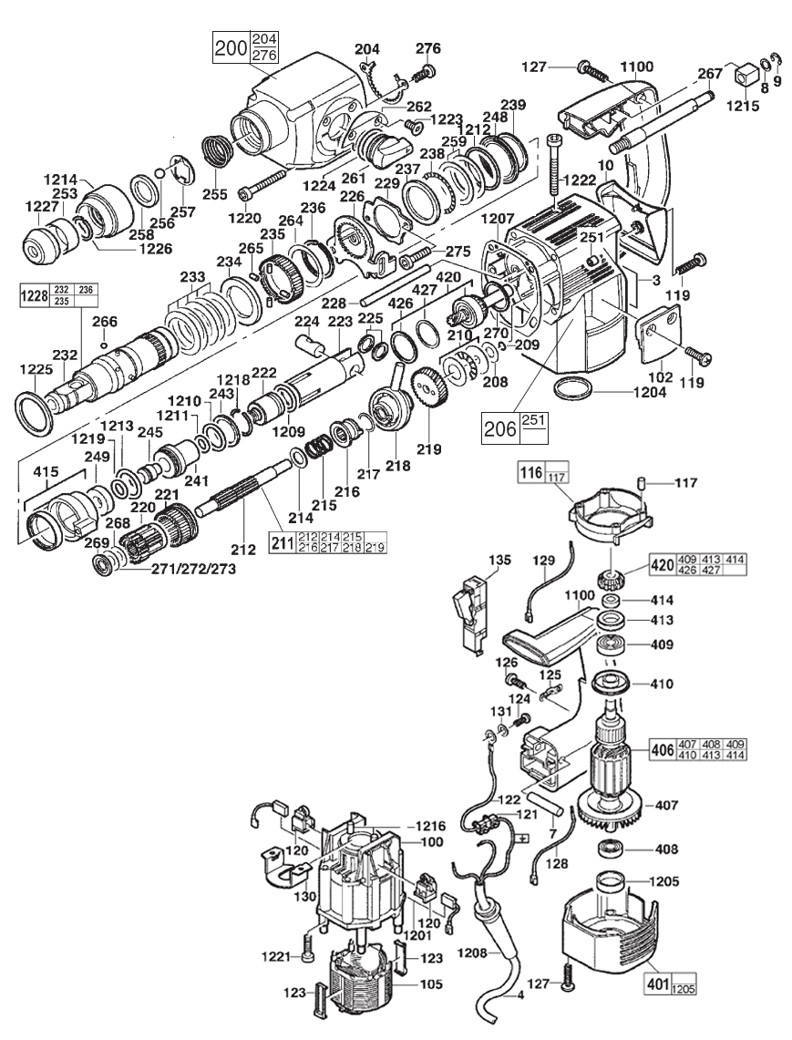 Fig-0 Diagram and Parts List for 5359-21  Milwaukee Hammer Drill