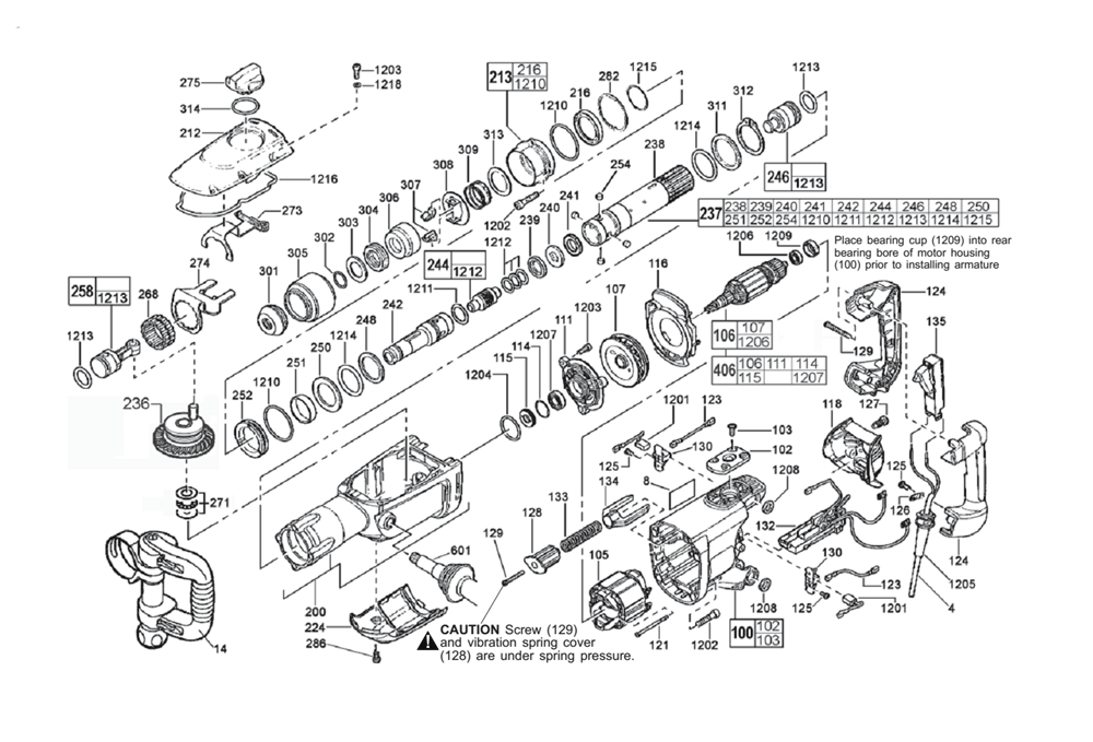 Fig-0 Diagram and Parts List for 5339-20 A48B Milwaukee Demolition Hammer