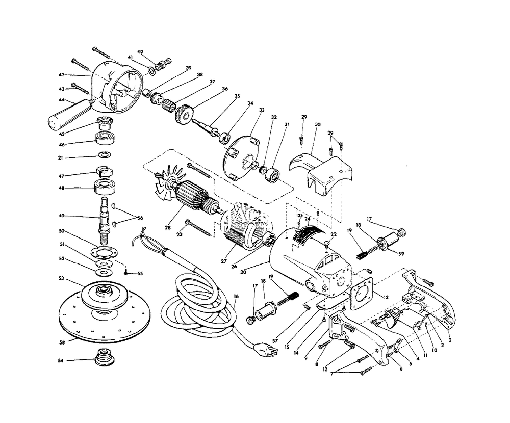 9-Inch Disc Sander Diagram and Parts List for 6060 48144769-48148968 Milwaukee Sander Grinder