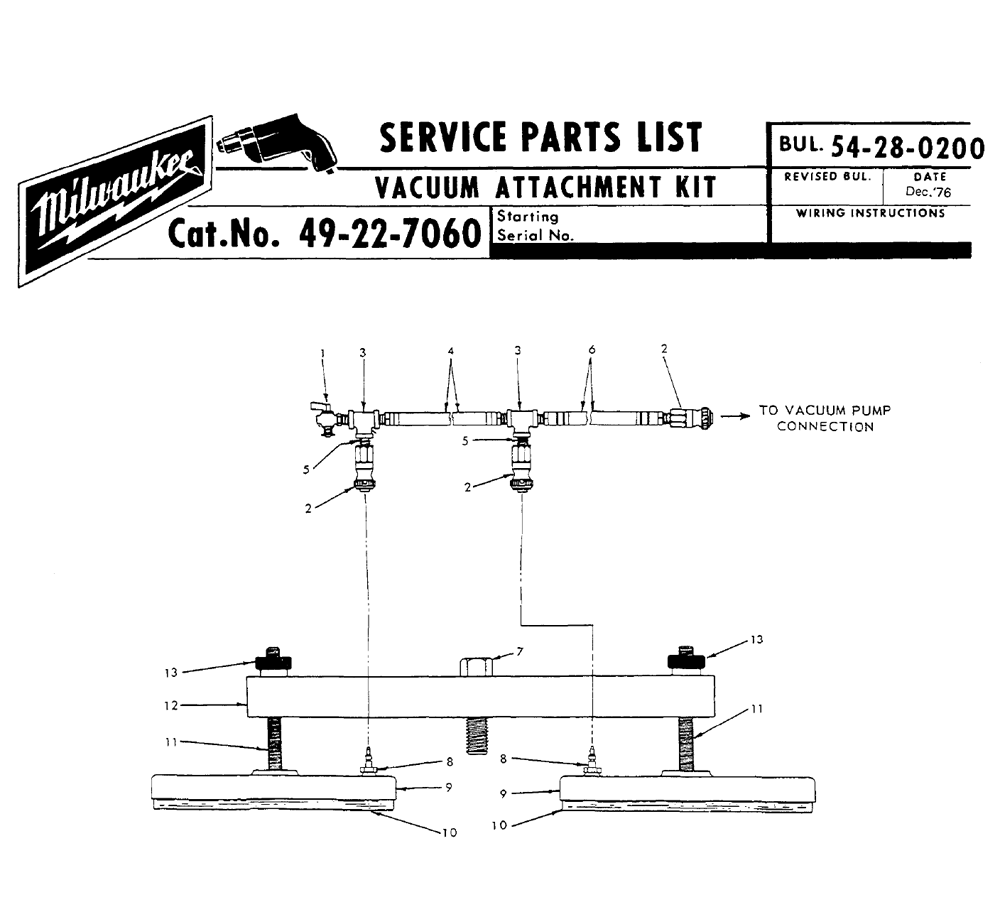 Fig-0 Diagram and Parts List for 49-22-7060  Milwaukee Dust Collector