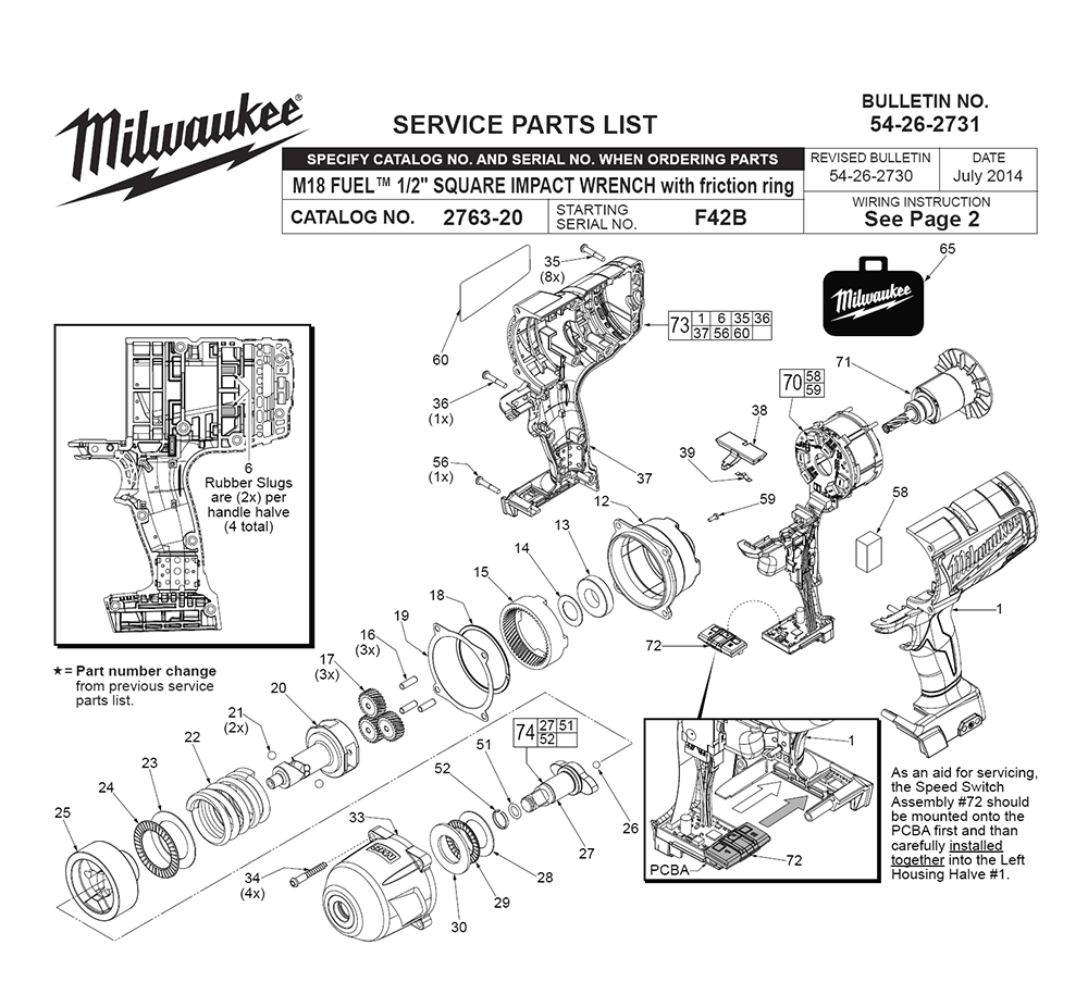 Fig-0 Diagram and Parts List for 2763-22 F42B Milwaukee Impact Driver