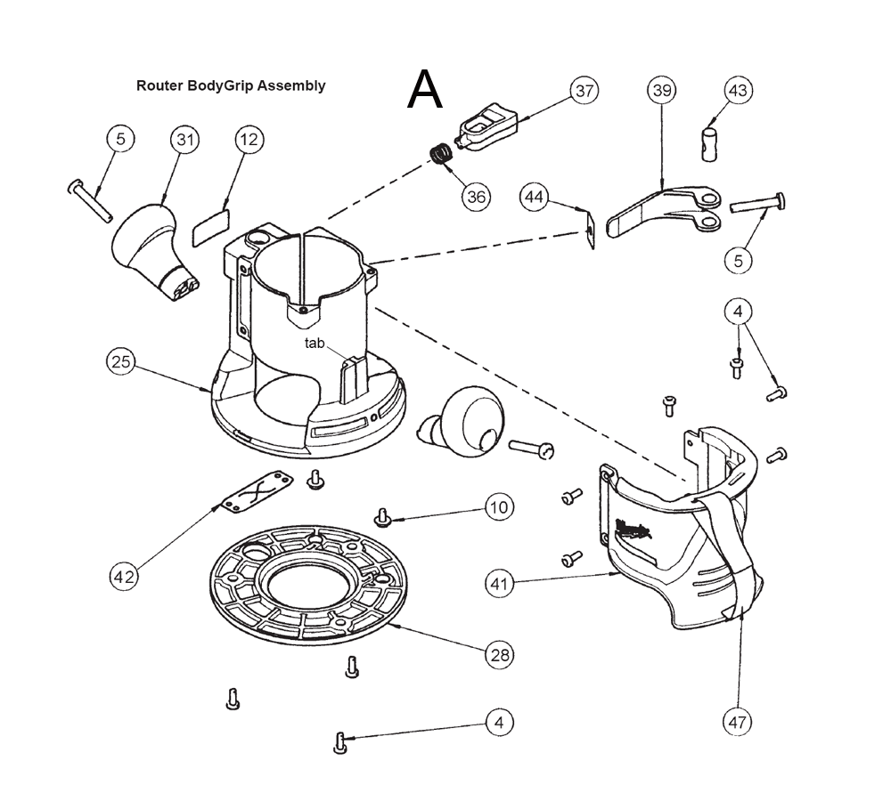 Fig-1 Diagram and Parts List for 5615-24 279B Milwaukee Router