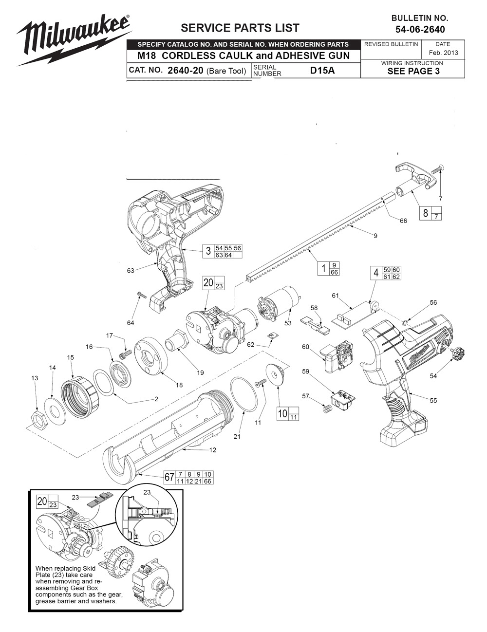 Fig-0 Diagram and Parts List for 2643-21CT D15A Milwaukee Miscellaneous