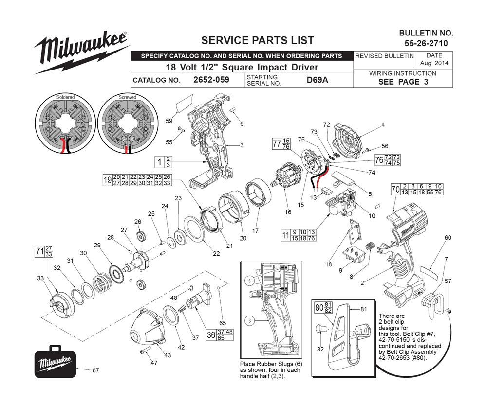 Fig-0 Diagram and Parts List for 2652-059 D69A Milwaukee Impact Driver