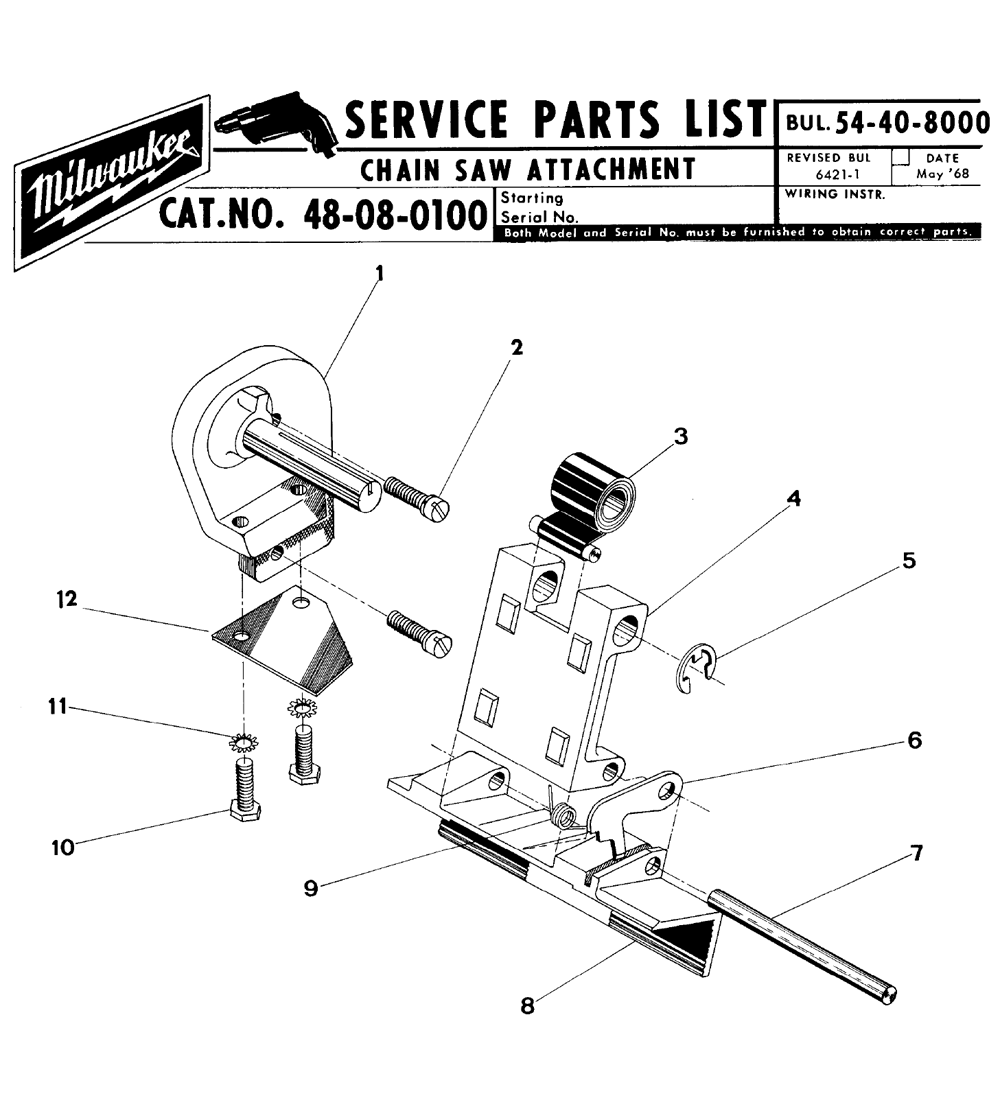 Fig-0 Diagram and Parts List for 48-08-0100  Milwaukee Chainsaw