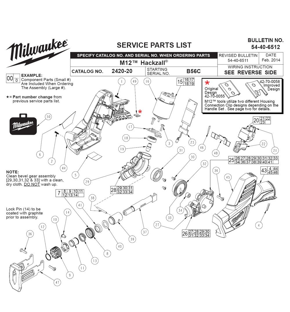 Fig-0 Diagram and Parts List for 2420-22 B56C Milwaukee Saw