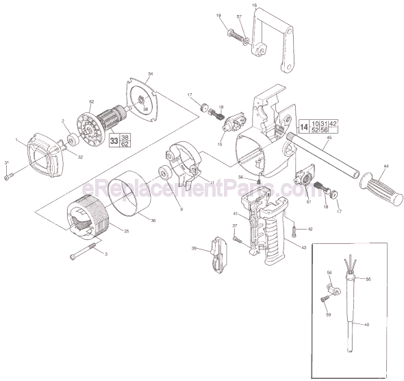 Page B Diagram and Parts List for 1670-1 SER 472C Milwaukee Electric Drill