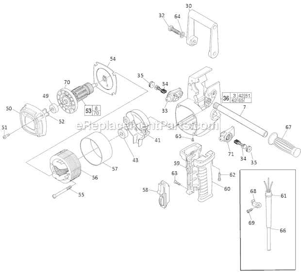 Page B Diagram and Parts List for 1675-1 SER 413C Milwaukee Electric Drill