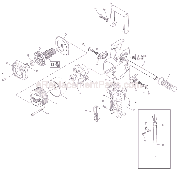 Page B Diagram and Parts List for 1675-1 SER 413D Milwaukee Electric Drill