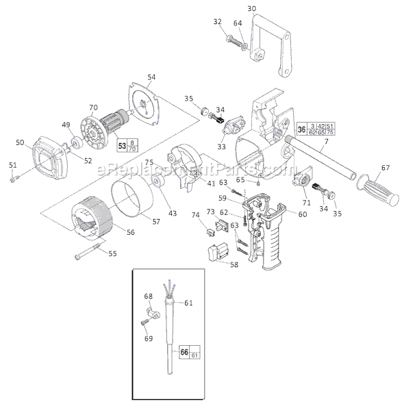 Page B Diagram and Parts List for 1675-1 SER 413E Milwaukee Electric Drill
