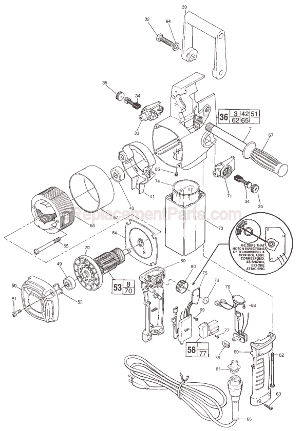 Page B Diagram and Parts List for 1678-20 SER 930A Milwaukee Electric Drill